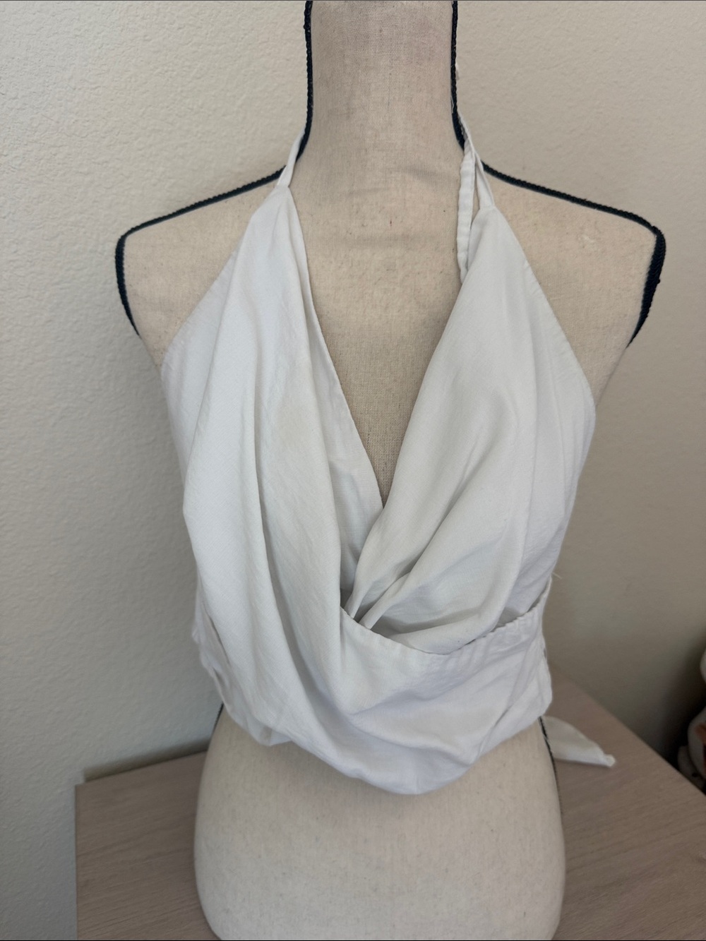DO+BE White Halter Crop Top